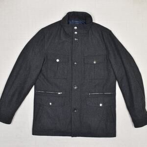 Michael Kors Men Parka Coat Jacket Quilt Lined Solid Wool Blend Gray Size M